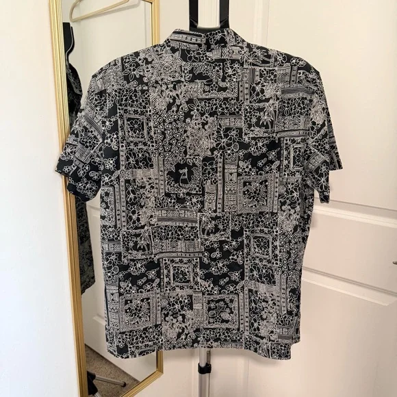 Tori Richard Made in Hawaii Black & White Aloha Shirt Cotton Tropical Button Up - Picture 4 of 7